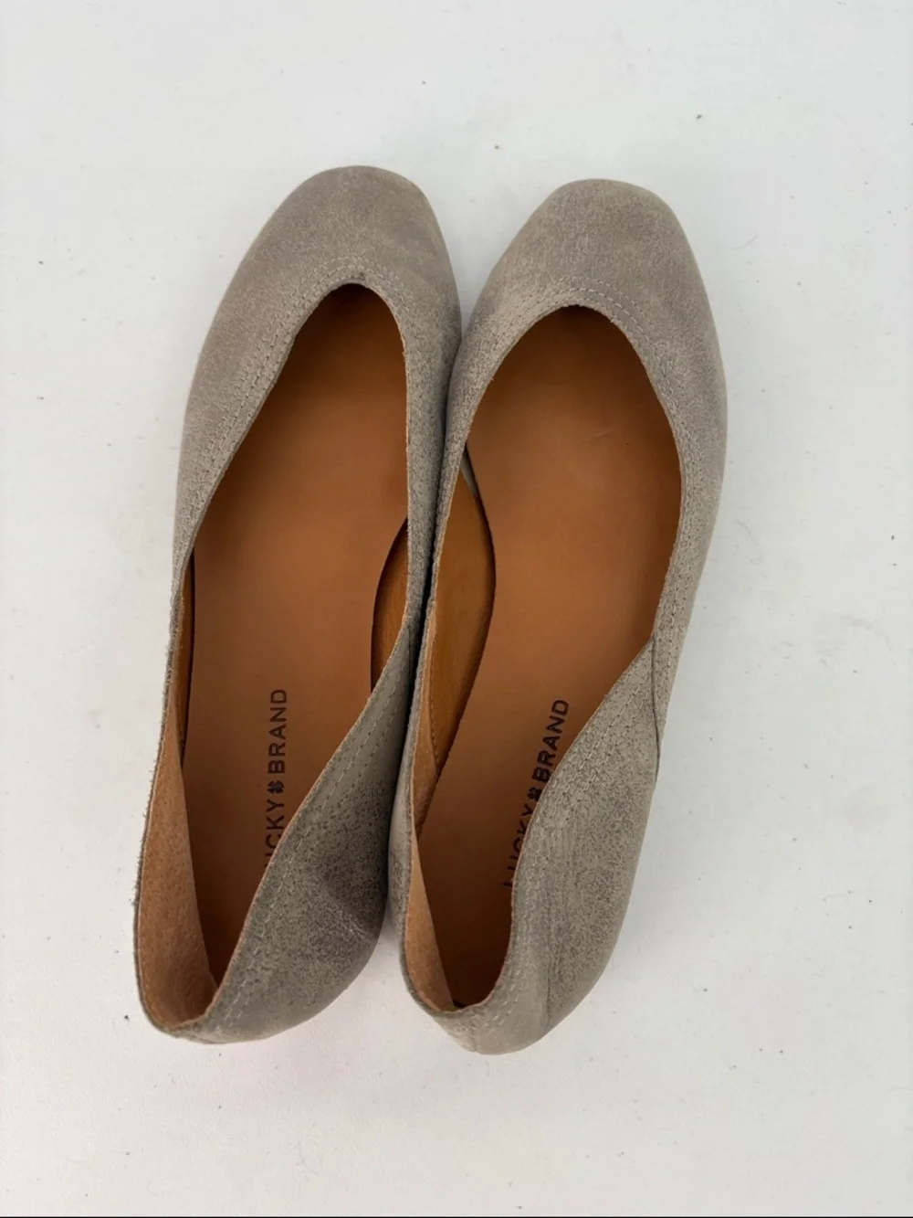 👔 Lucky Brand taupe  Suede Slip-On Ballet Flats